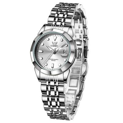 OPK Quartz and Date Luminous Stainless Steel White Women's Watch, Fashionable, Popular, Casual, Elegant, Lightweight, Easy-to-Read, Display,