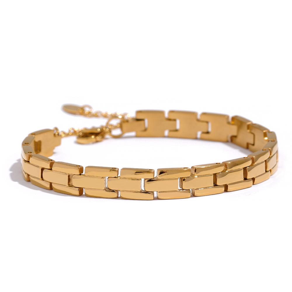 Yhpup 316L Stainless Steel Charm Polished Chain Golden Bracelet Bangle Statement Wide Pvd Adjustable Wrise Jewelry Women Men