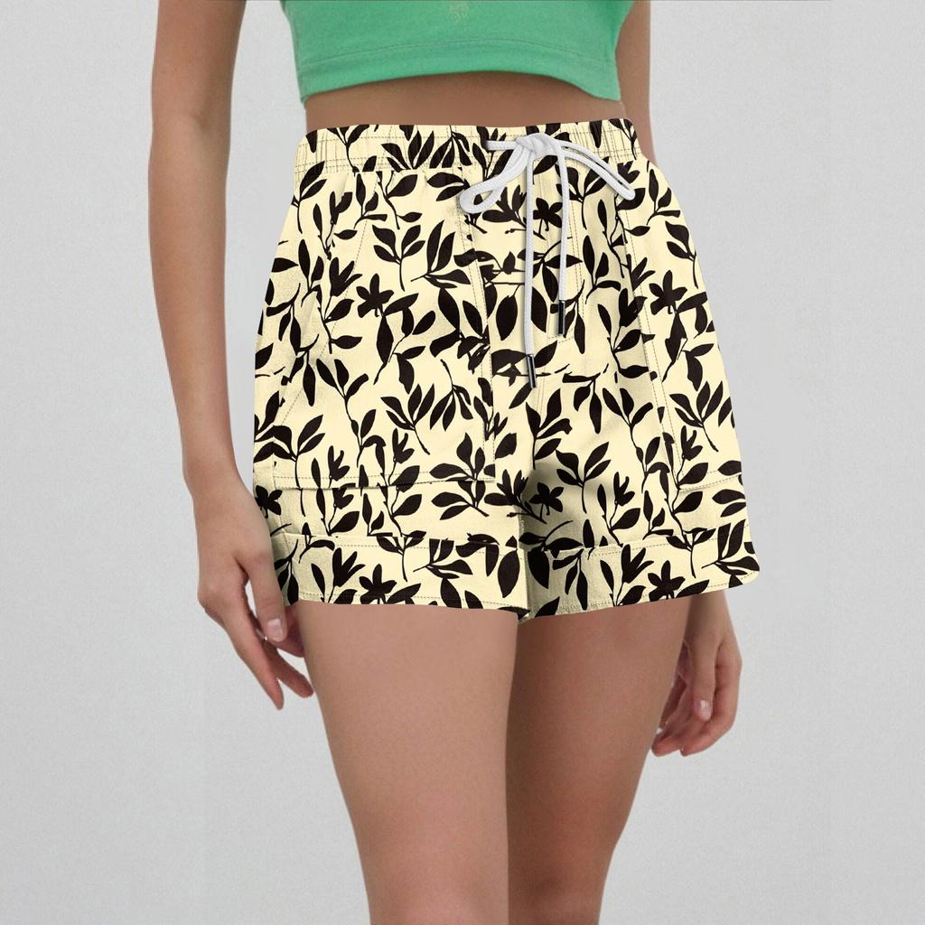 Damen Casual Sommer Elastische Strandshorts Print Casual Shorts