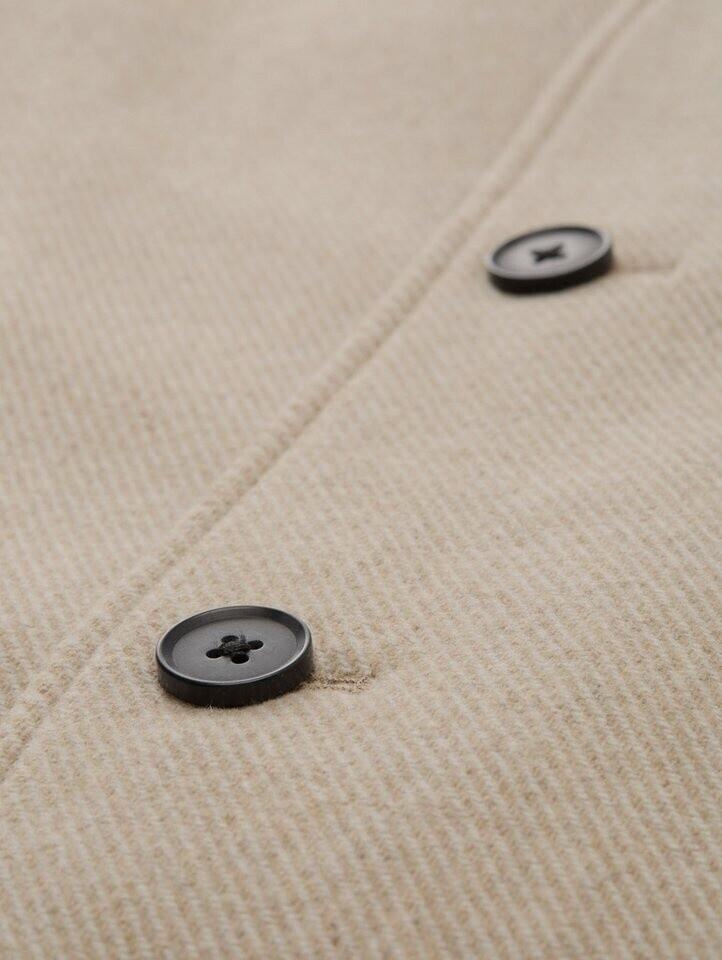 Coat Tom Tailor Denim Mantel Mit Wolle (1042405) Light Beige Color with Twill Structure