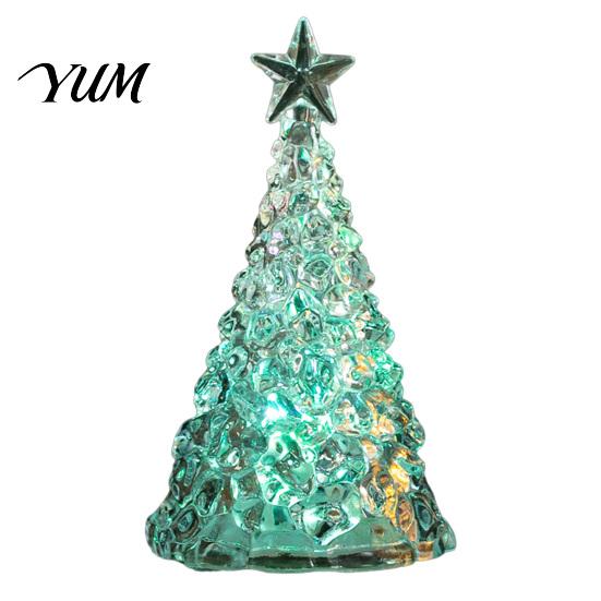 Shimmering Holiday Desktop Decor Glowing Christmas Tree Night Light, Mini Lighted with Star, Indoor for Desk Atmosphere Faux Crystal Tabletop