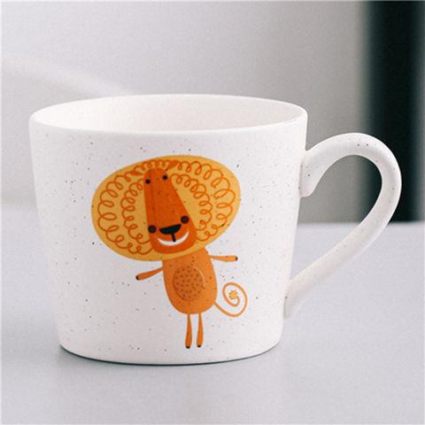 Japanese Minimalist Hand Drawn Animal Ceramic Mug 330ml Speckled Glaze Porcelain Coffee Milk Cup Microwave Safe Couple Breakfast