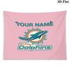 Benutzerdefiniertes Namensschild Miami Dolphins Bedruckter Wandteppich – Wandbehang für Schlafzimmer, Studentenwohnheime und Heimdekoration