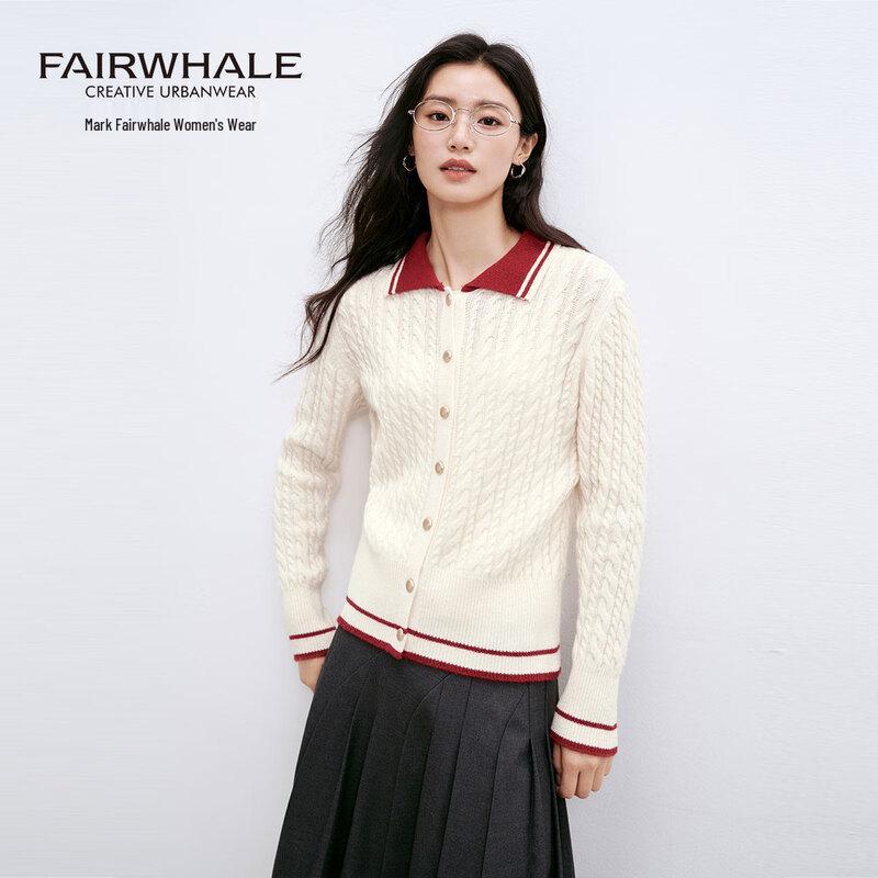 

Women s 100% Wool Cable Knit Polo Cardigan One Size