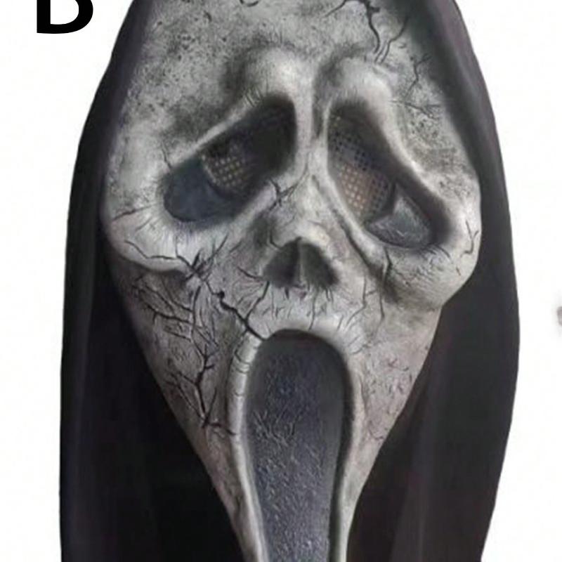 1 tk Halloweeni mask, Must pearätt skeleti peaga, Õudusmeigi mask Halloweeni tarvikud Lavashow rekvisiidid, Mask, Rollimängu mask