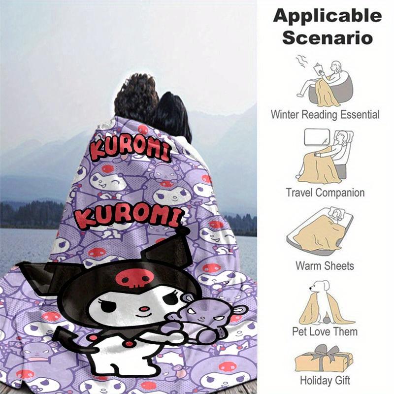 1pc. Cute Kuromi Patterned Blanket - Perfect for Home, Office, Outdoor Use, Gift Idea, Suitable for All Seasonsz041776