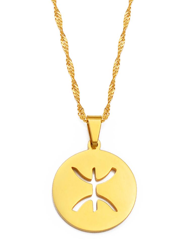 Anniyo Round Berbers Pendant Necklaces African Berber Jewelry for Amazigh Women Girls Men @275121