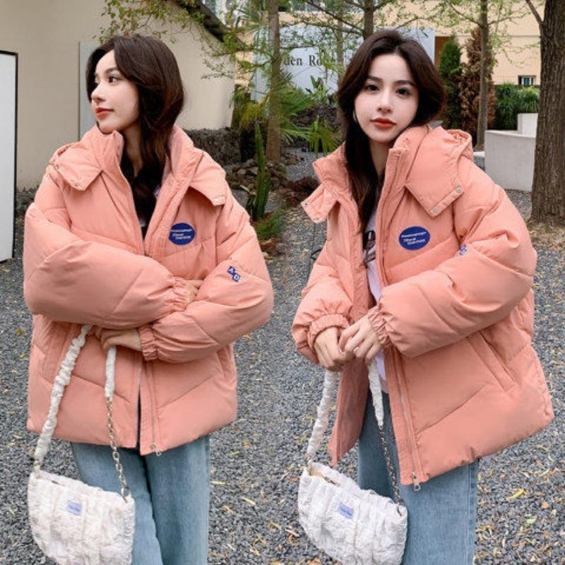 Down Jacket Women's Short Winter Loose Casual Fashion Hooded Jacket Student Bread Jacket Plus Size Women's Down Cotton Jacket