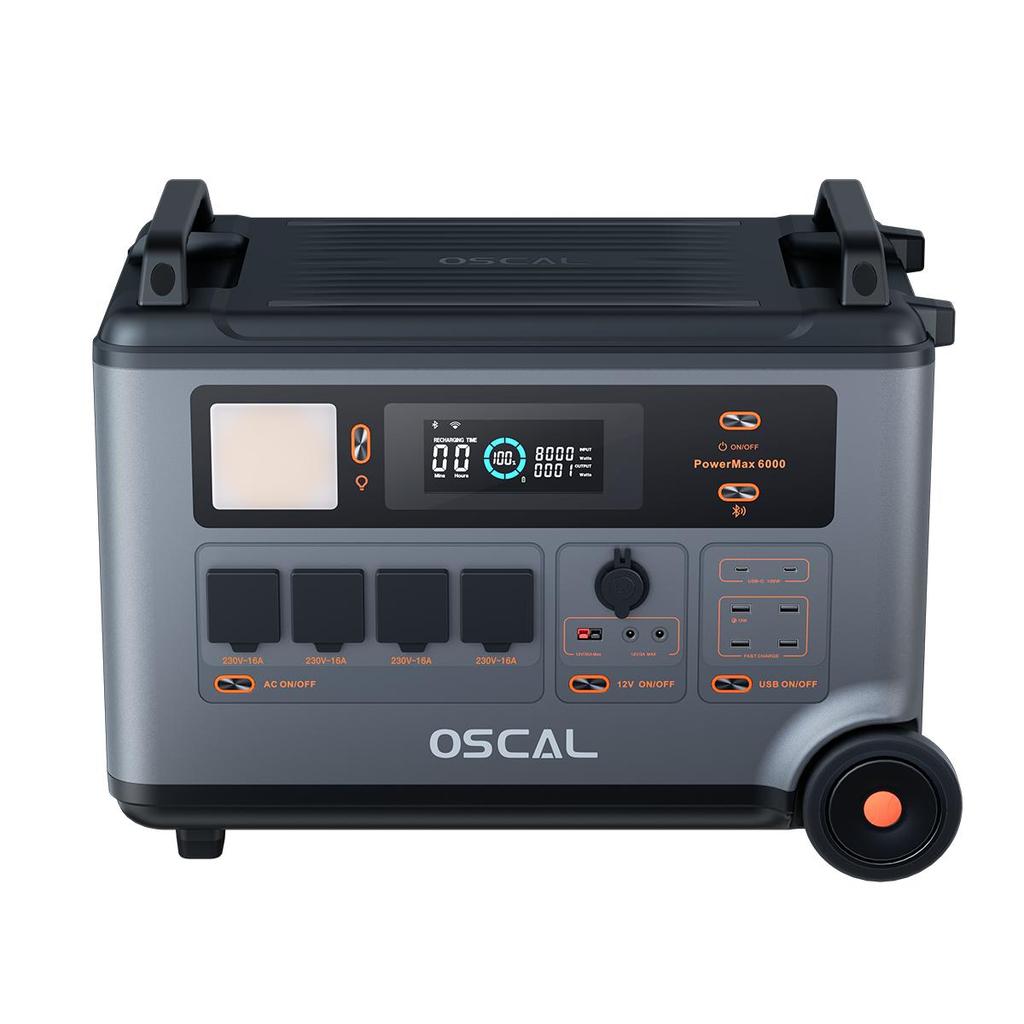 Oscal PowerMax 6000 6000W Power Station, 3600Wh LFP Battery Power Station, 14 Outlets, 3500+ Life Circle, Smart APP Control
