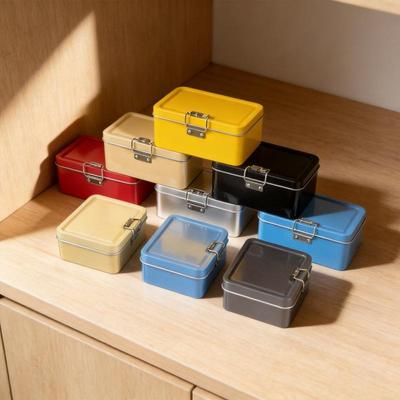 Schnallen-Blechdose Metall-Eisenbox mit Deckel Aufbewahrungsbox Verpackungsbox Altmodische Langlebige Schnallen-Eisenbox