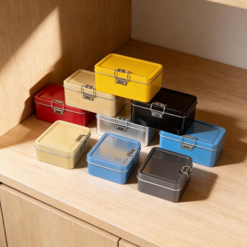 Buckle Clasp Metal Storage Tin Box Food Safe Iron Container with Lid for Homemade Cookies Candies Holiday Gift Packaging