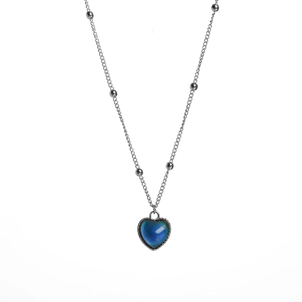 

Creative Mood Necklace Color Change Emotion Feeling Temperature Control Heart Pendant Stainless Steel Chain Jewelry for Women