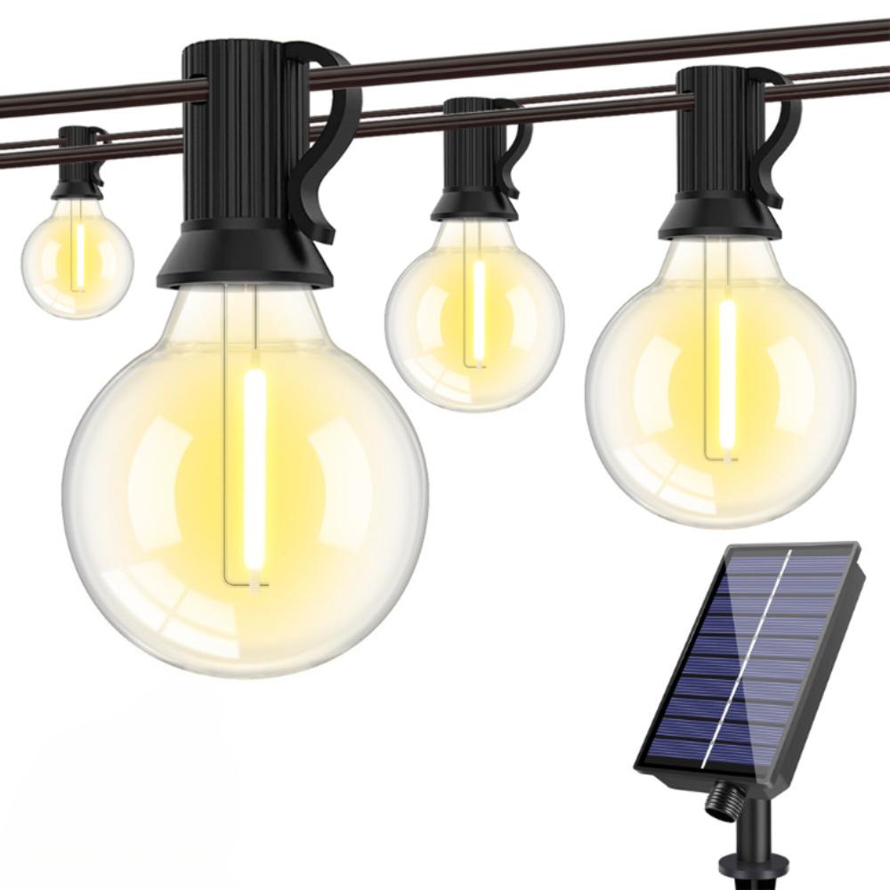 15M Solar String Lights Outdoor Patio Lights USB Recharger 8 Light Modes Shatterproof Bulbs Weatherproof Hanging Christmas Light