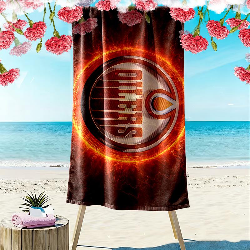 Edmonton Oilers Print Beach Towel, Large Soft Quick Dry Towel for Beach Camping Swimming