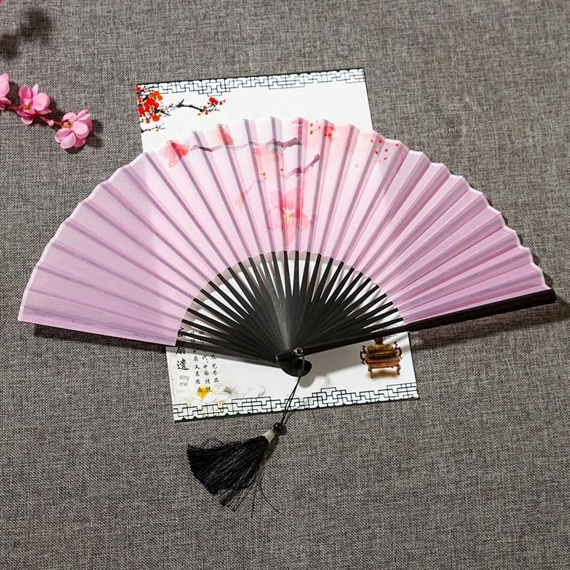 Chinese Ancient Style Han Dynasty Folding Fan 8-Inch Portable Men's Fan 26cm Female Silk Raw Silk Dance Classical Folding Fan