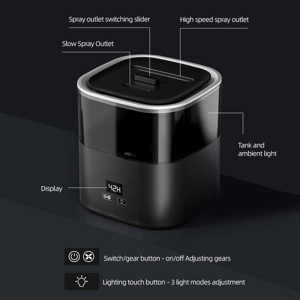 Digital Display Simulation Flame Humidifier Large Capacity Home Mist Diffuser, EU Plug