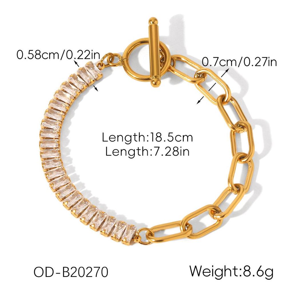 Zircon Stainless Steel Heart & Flower Bracelet - Elegant Luxury Bangle Fashion Jewelry.
