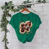 Summer New Short-sleeved Fashion T-shirts Featuring Sunflowers and Butterflies