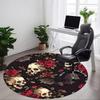 1pc Skull Roses Bats Pattern Office Round Rug, Carpet for Office, Gaming, Lightweight Round Floor Mat Yy260208090