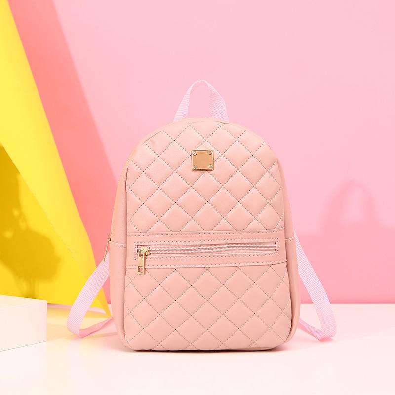 Embroidered Rhombus Large Women's Backpack New Zipper Large Capacity Versatile Polyester Lining Bag