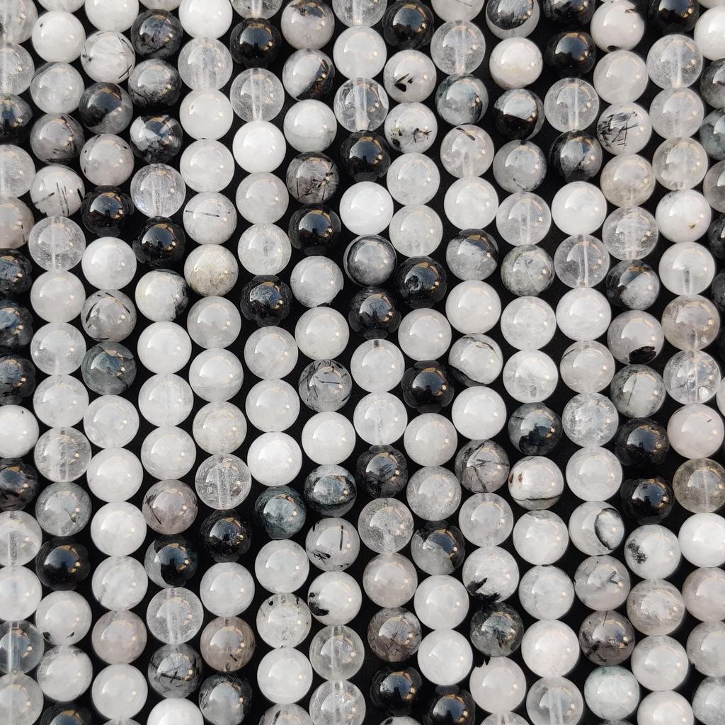 Black Rutile Plain Round Natural Beads, Black Rutile Plain Beads, Black Rutile Smooth Beads, 6mm 8mm 10mm Size, 14-15 Inch Strand Beads.