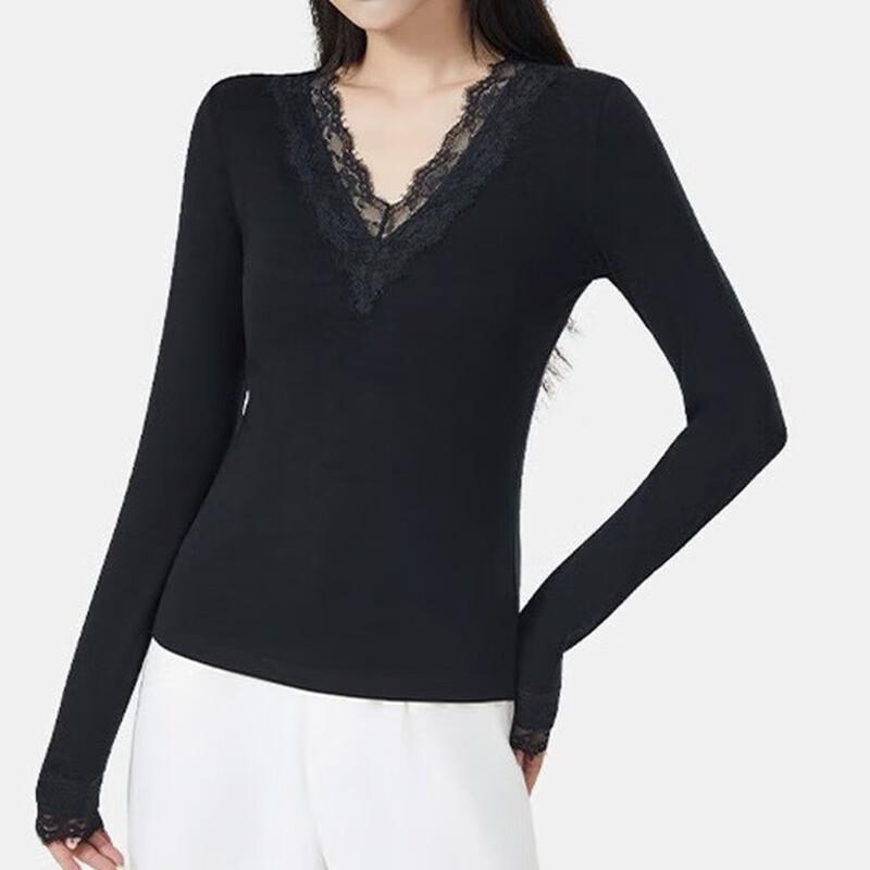 Junbie Women s Thermal V-neck Lace Base Layer Top S-XL