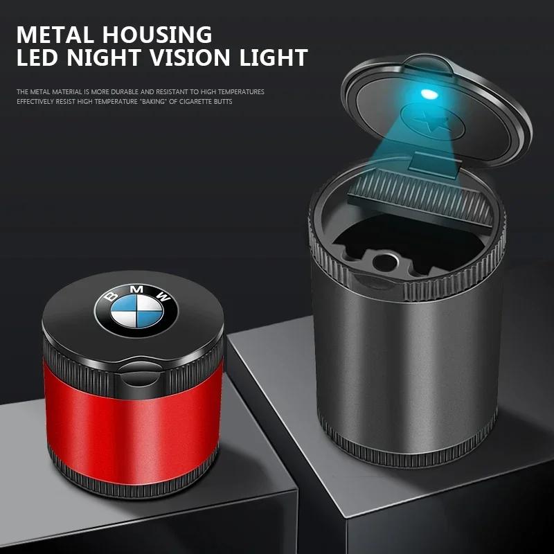 XWFVI1 Car Portable Ashtray LED Light Alloy Ash Tray Aluminum Cup For BMW 1 3 5 Series X1 X4 X5 X7 G20 G38 F20 F39 F48 E46 E60 E36 E39