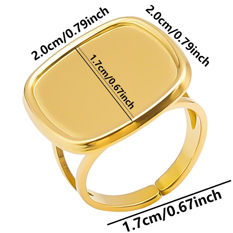 Fashion DIY Drip Oil Rhinestone Round Oval Water Droplets Blank Settings Open Adjustable Stainless Steel Ring For Women Men Gift