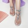 Summer Transparent Shoes Rhinestone Jelly Sandals Women'S Pvc Flat Outdoor Beach