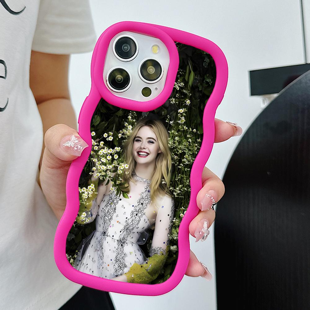 Elle Fanning Wavy Edge TPU Mobile Phone Case for iPhone 17 16 15 14 13 12 11 Air Pro Max Plus Colorful Cover