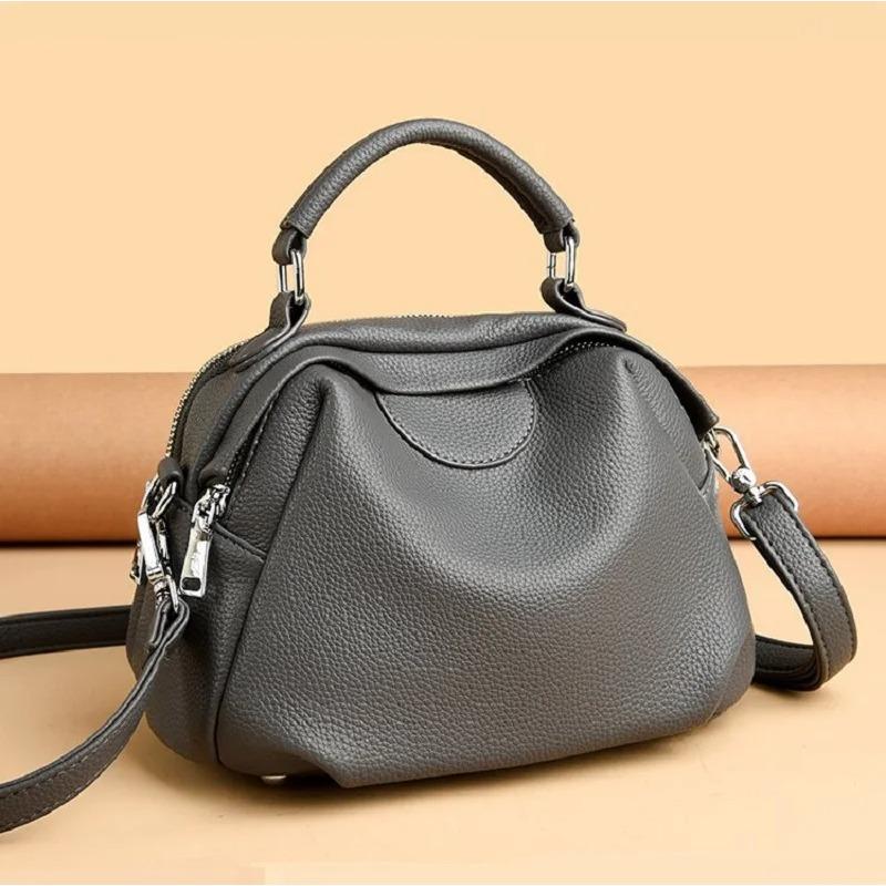 

High quality women s Bost handbag large lychee grain PU leather pillow bag women daily Commuting shoulder crossbody bag серый