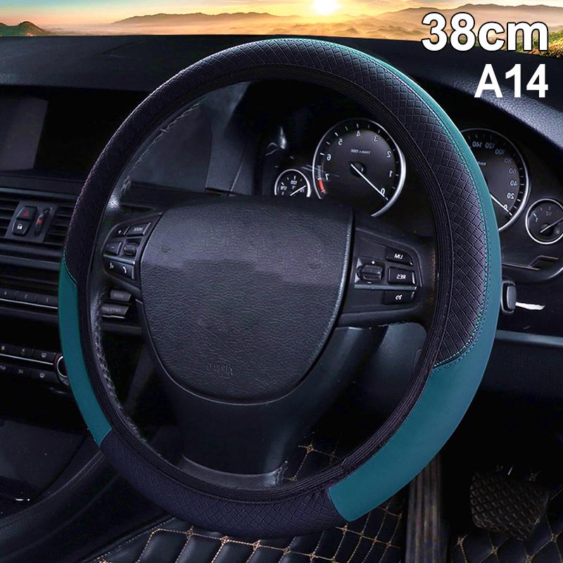 Car Steering Wheel Protective Cover Universal Breathable Elastic Band Anti Slip Pu Leather Steering Covers Suitable 38Cm U-60