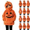 Unisex Kids Halloween Pumpkin Print Pullover Hoodie for Boys and Girls