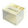 Multifunctional Tissue Box Multi Compartment Facial Tissue Organizer with Phone Mount for Bathroom Kitchen Cream Color