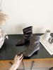 European style metal buckle elastic thin boots pointed temperament hundred buckle short boots white black brown