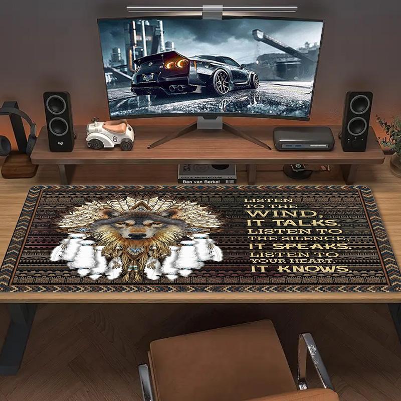 Indian Wolf Color Mouse Pad Large Gaming Table Cushion Non-slip Laptop Tablet Big Mousepad XXL Mat Mini PC Playmat With Lock Edge