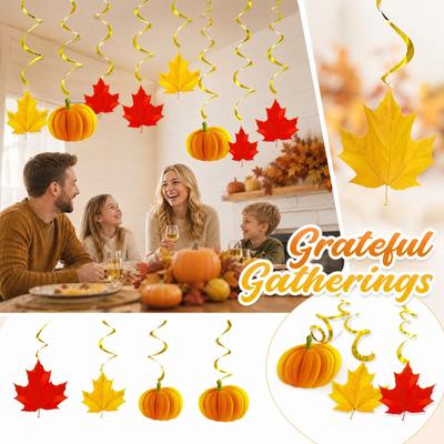 Décorations Suspendues Fête de Thanksgiving Citrouille Feuille d'Érable Ornements (6 paquets)