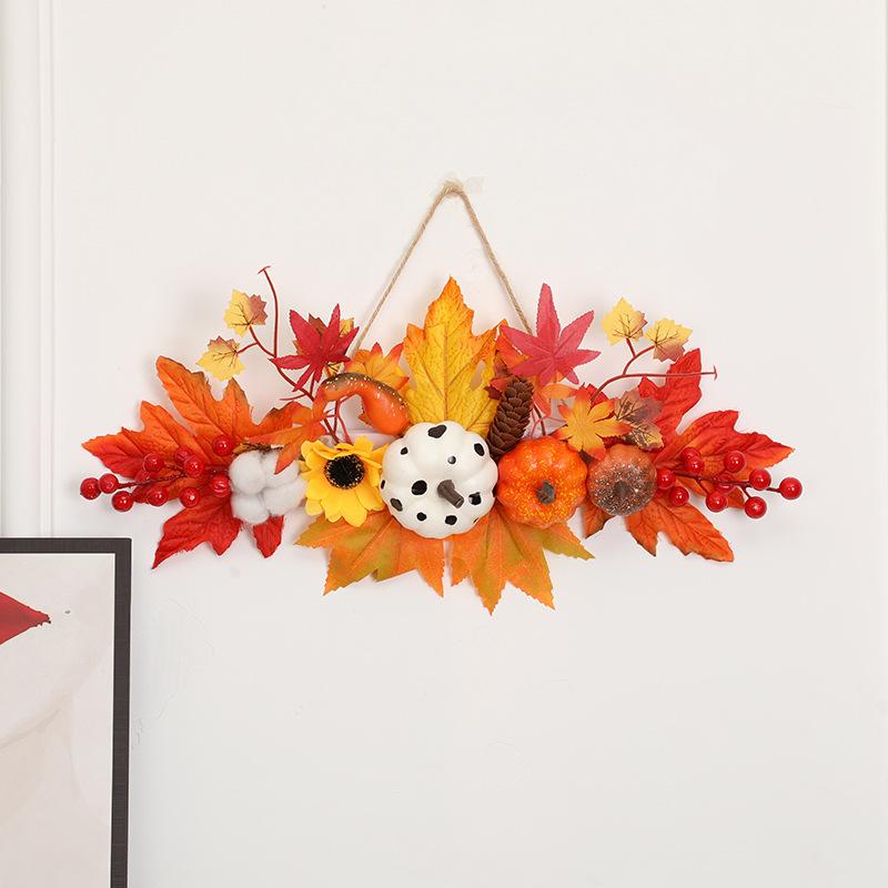 Maple Leaf Pumpkin Decoration Pendant Halloween Decoration New Harvest Festival Wall Hanging Holiday Layout Props Hanging Tag