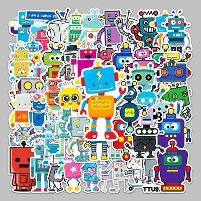51-Piece Creative Robot Waterproof Graffiti Stickers for Suitcase, Skateboard, Scooter, Computer, Tablet, and Cartoon Decor
