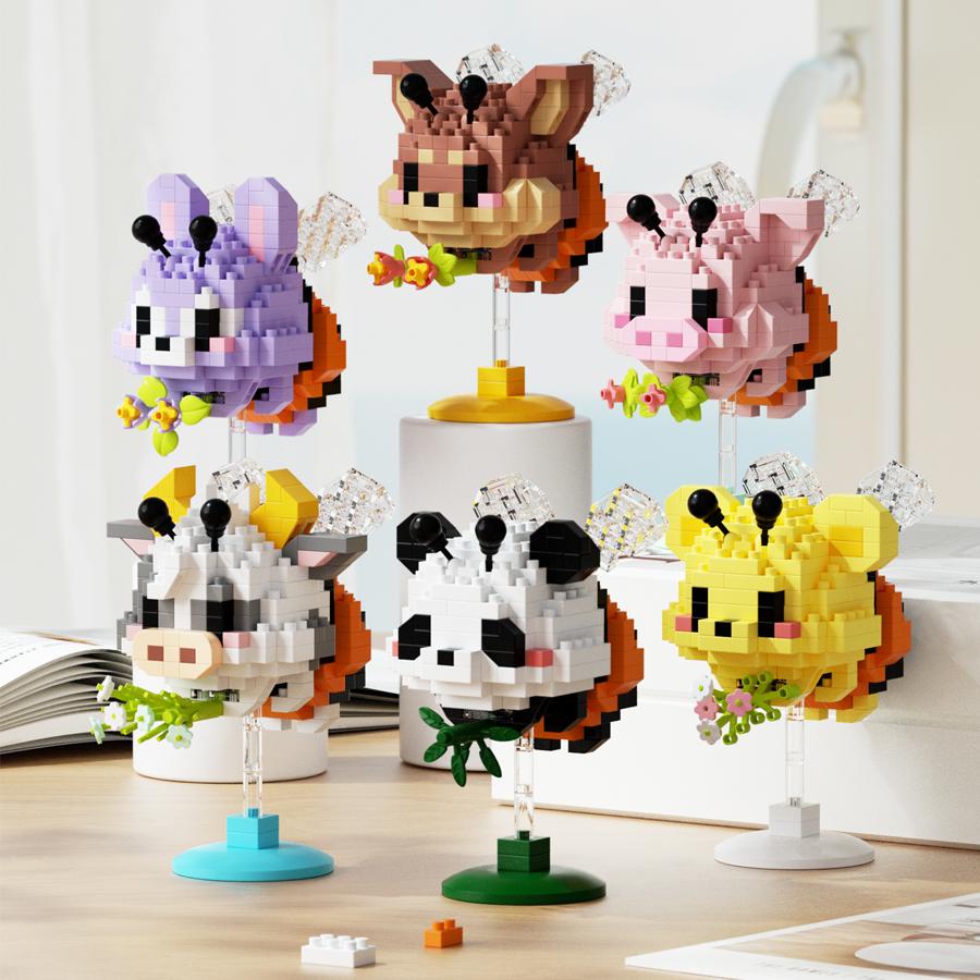 Cute Ornaments Mini Bee Series Pet Models Micro Blocks Educational Toys for Kids Building Blocks Plastic Toys Gift Sets
