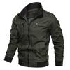 Casual Solid Color Jacket Zipper Pocket Stand-up Collar Large Size Coat Men's Pure Cotton Thin Autumn Top
