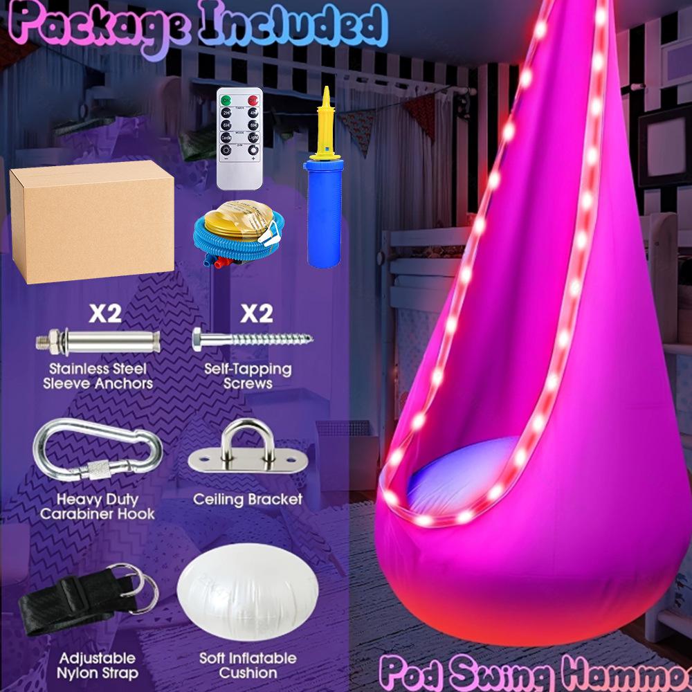 LED-Lit Portable Hanging Chair for Kids – Indoor/Outdoor Creative Nylon Swing