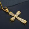 Religious Iced Out Bling Jesus Cross Pendants Gold Color Stainless Steel Zirconia Christian Necklaces For Women Men Jewelry