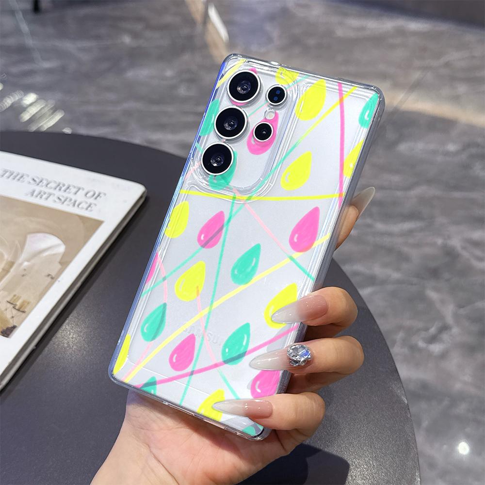 Colorful Raindrops and Lines Phone Case for Samsung Galaxy S26 S25 S24 S23 S22 S21 S20 FE Plus Lucency TPU Protection Cover