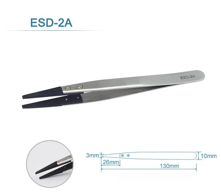 5/6PC Watch Hands Installation Work Tweezers Straight Elbow Handle Stainless Antistatic Plastic Tweezers ESD-259 ESD-259A ESD-7A
