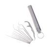 1 Set - Edelstahl-Zahnstocher-Sets Tragbares Zahnseide Wiederverwendbare Zahnstocher Zahnsteinentfernung Reinigungs-Kit Mit Schlüsselanhänger-Halter