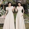 Champagne Color Elegant Fitted Graduation Dress For Women | Bridesmaid Gown | Perfect Wedding Dress