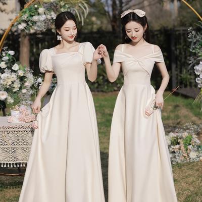 Champagne Color Elegant Fitted Graduation Dress For Women | Bridesmaid Gown | Perfect Wedding Dress