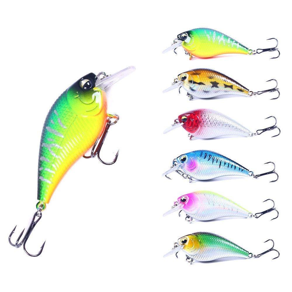 6PCS with 3D Eyes Crank Bait with Hook Jerkbaits Minnow Lures  Freshwater Fishing