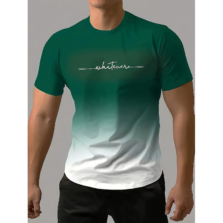 Summer Men's Fashion Gradient Color Sports T T-shirt Casual Stretch Crew Neck T T-shirt